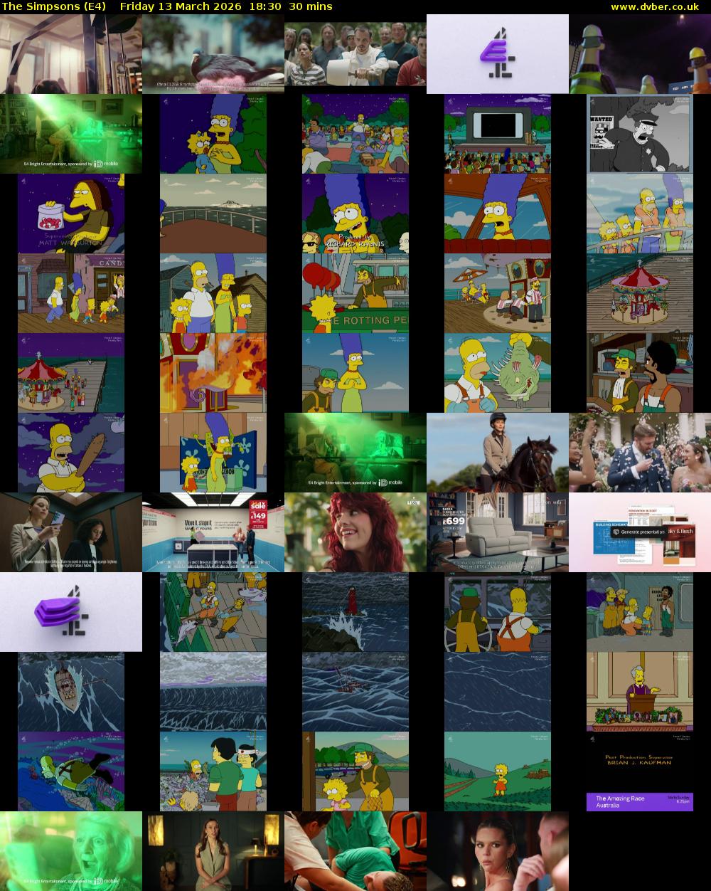 The Simpsons (E4) Friday 13 March 2026 18:30 - 19:00