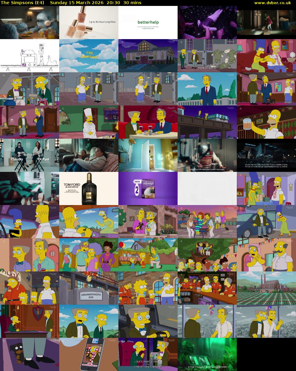 The Simpsons (E4) Sunday 15 March 2026 20:30 - 21:00