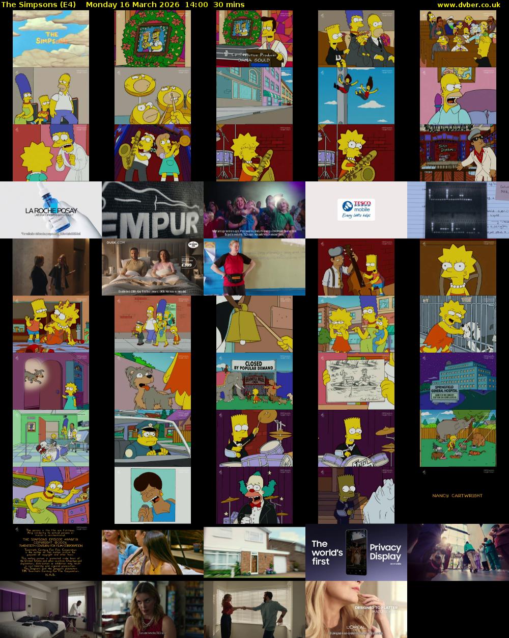 The Simpsons (E4) Monday 16 March 2026 14:00 - 14:30
