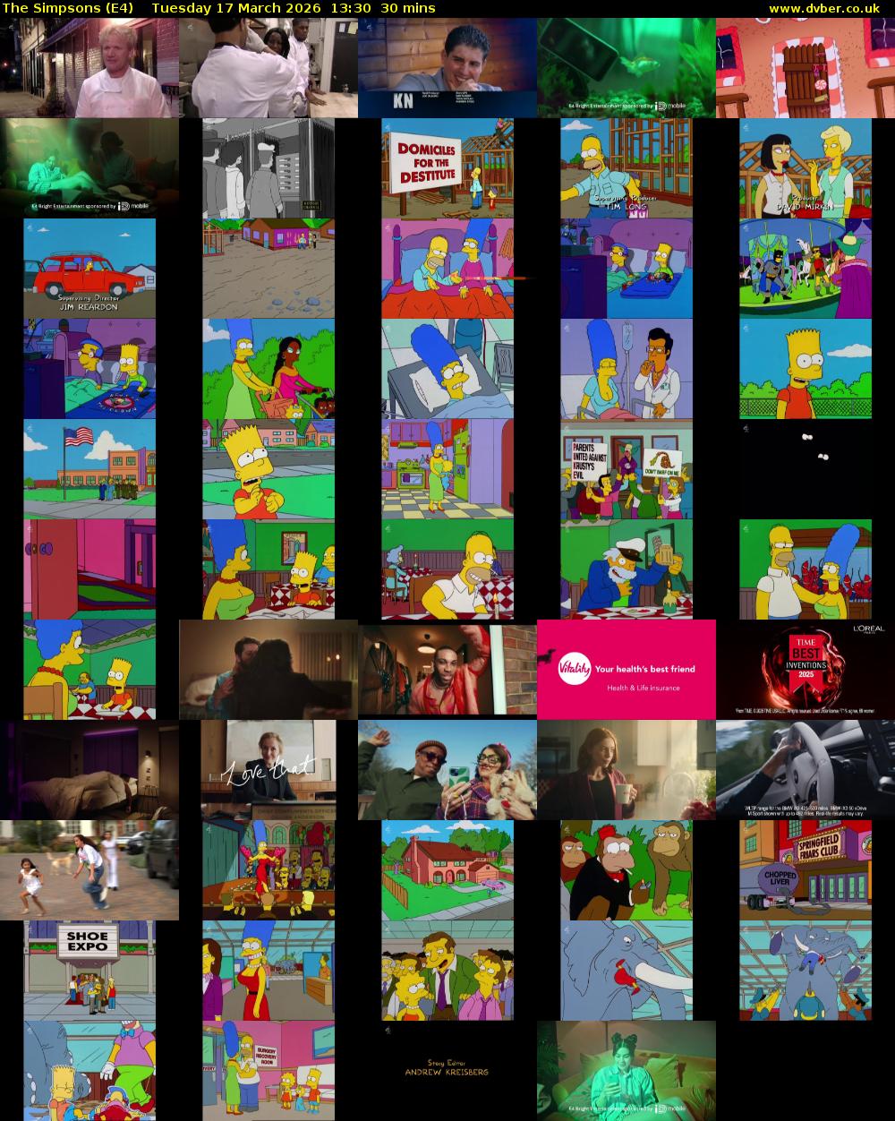 The Simpsons (E4) Tuesday 17 March 2026 13:30 - 14:00