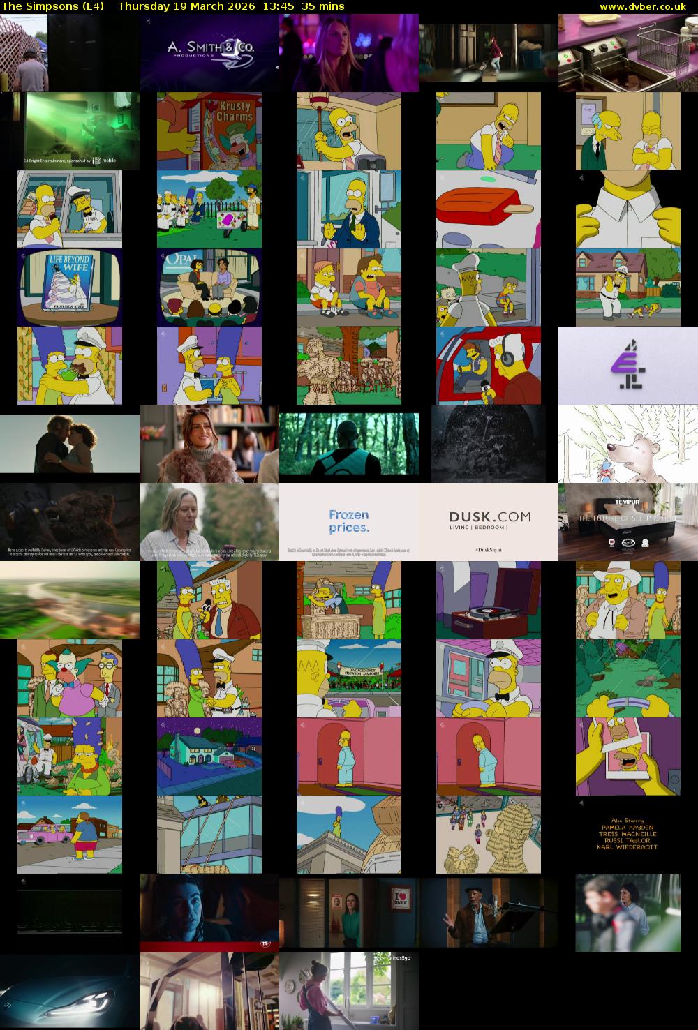 The Simpsons (E4) Thursday 19 March 2026 13:45 - 14:20