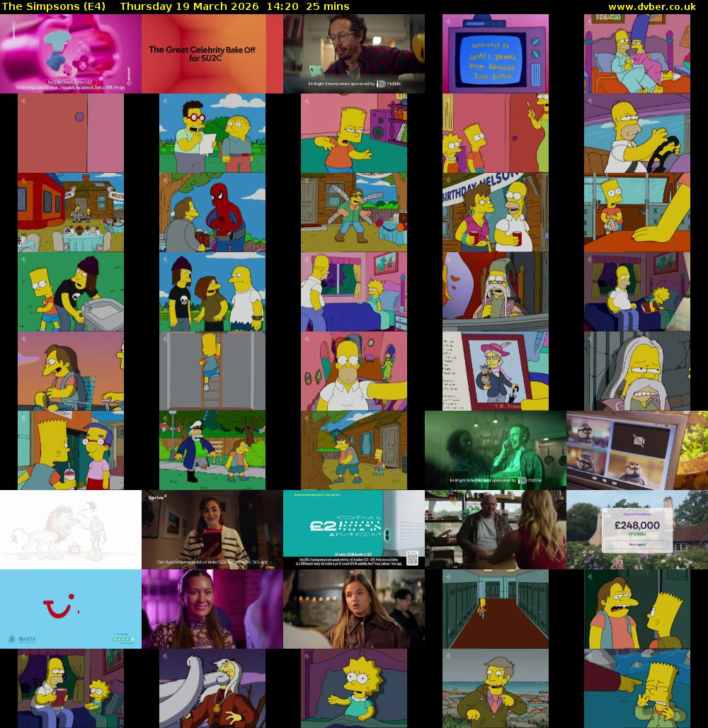 The Simpsons (E4) Thursday 19 March 2026 14:20 - 14:45
