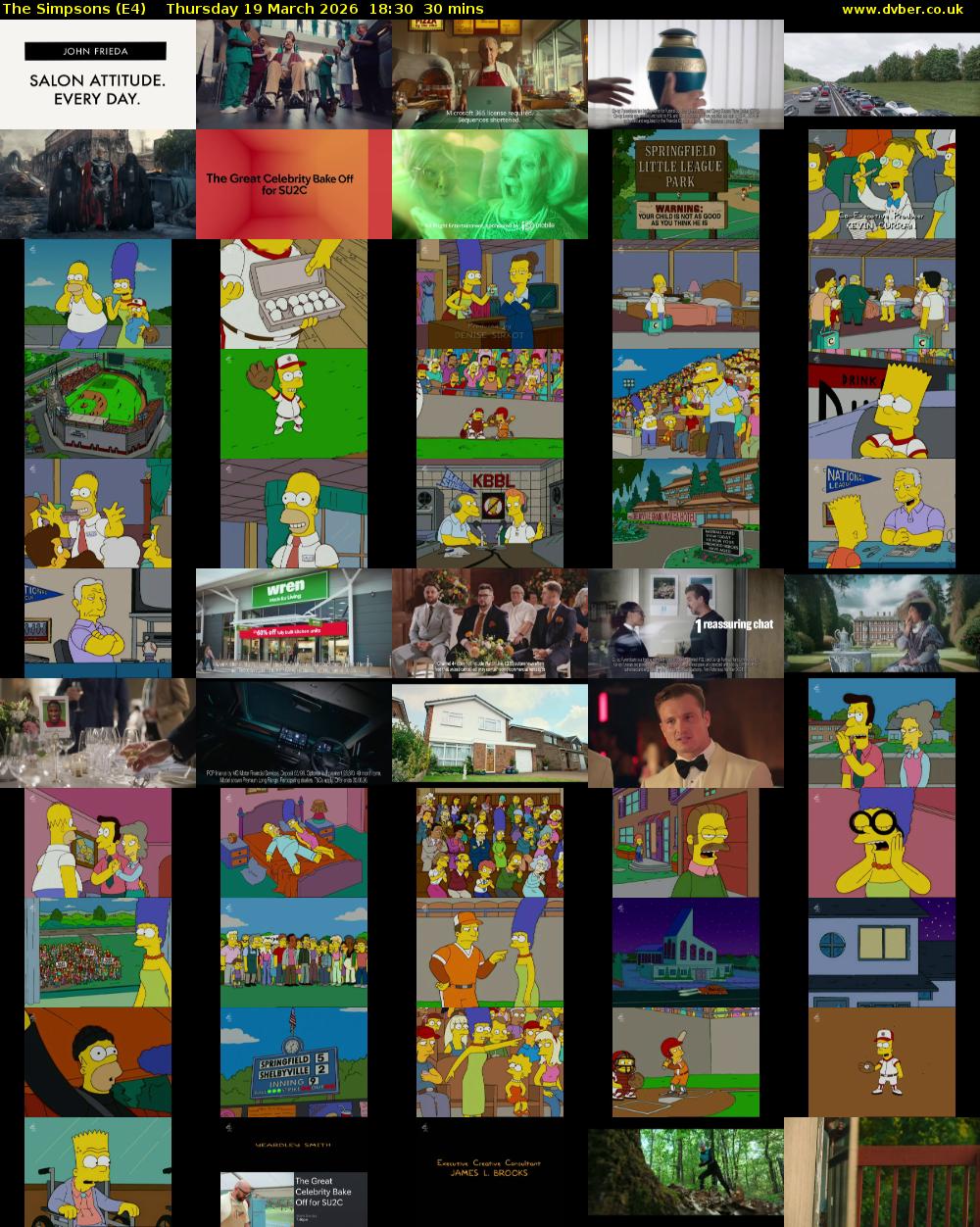 The Simpsons (E4) Thursday 19 March 2026 18:30 - 19:00