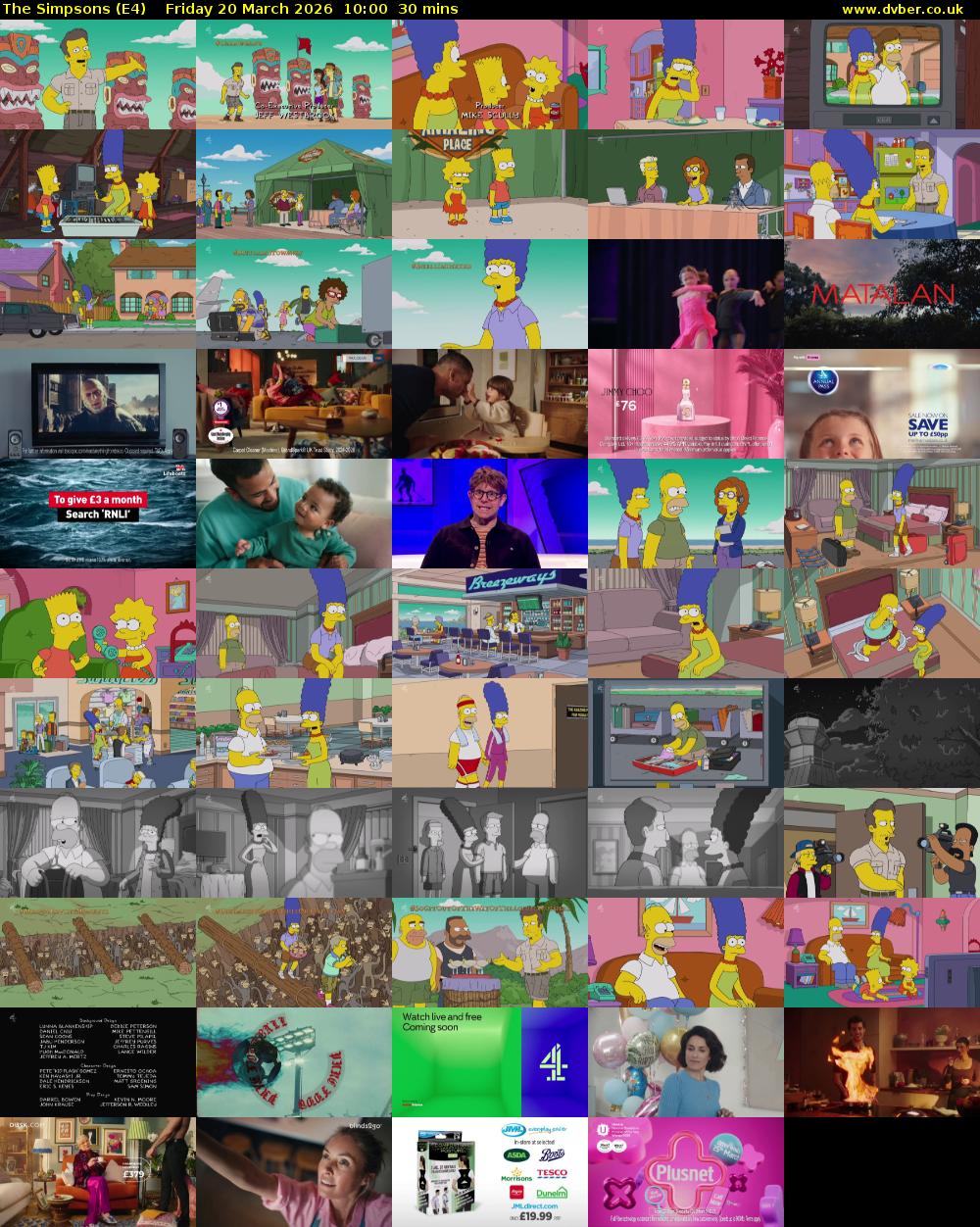 The Simpsons (E4) Friday 20 March 2026 10:00 - 10:30
