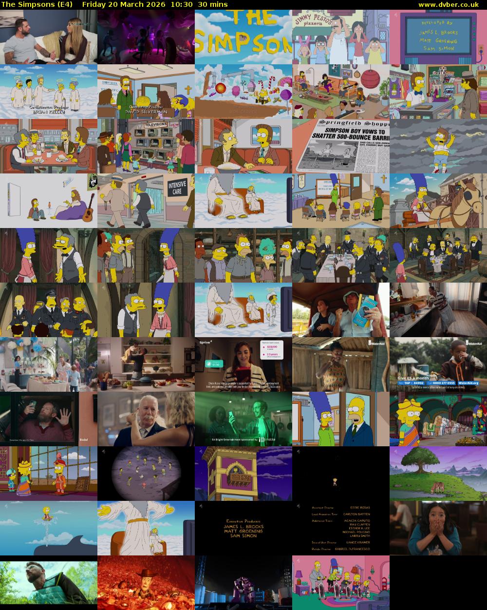 The Simpsons (E4) Friday 20 March 2026 10:30 - 11:00