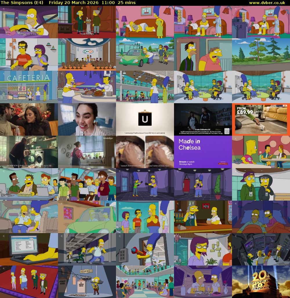 The Simpsons (E4) Friday 20 March 2026 11:00 - 11:25