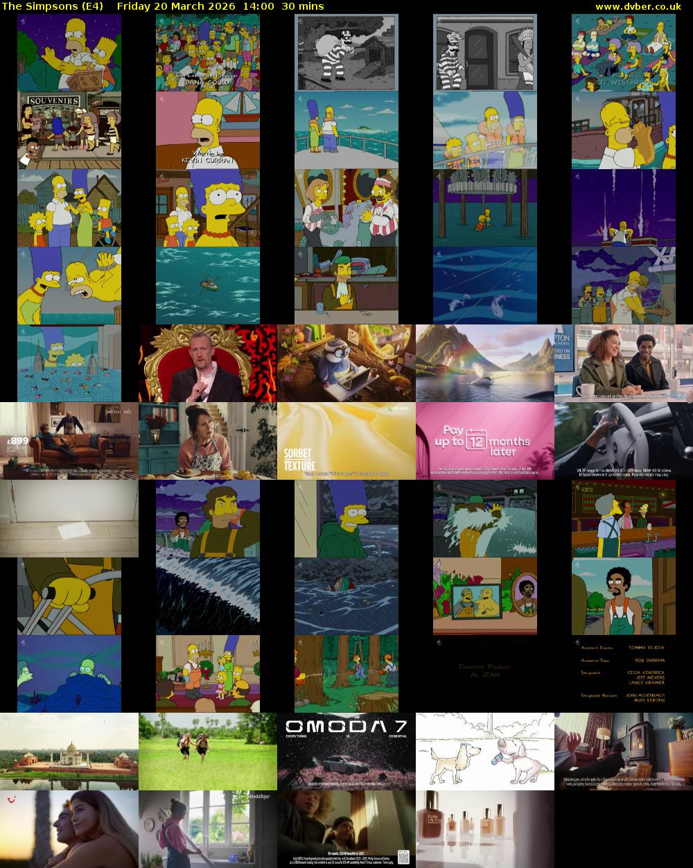 The Simpsons (E4) Friday 20 March 2026 14:00 - 14:30
