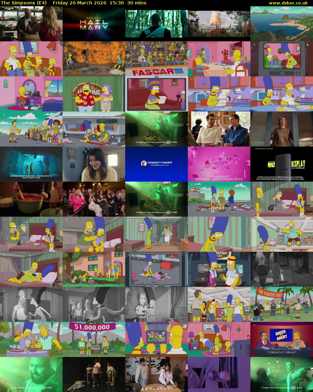 The Simpsons (E4) Friday 20 March 2026 15:30 - 16:00