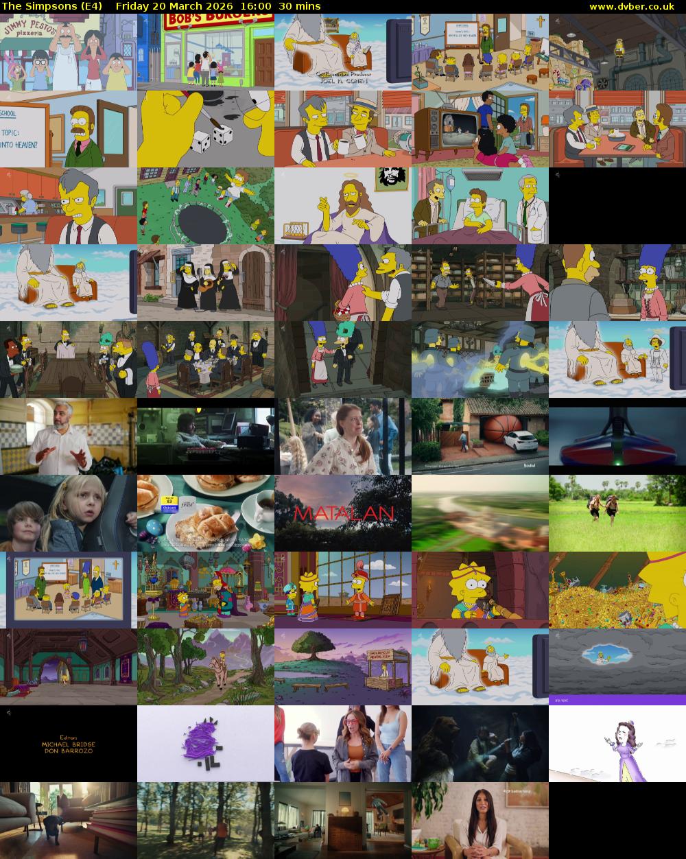 The Simpsons (E4) Friday 20 March 2026 16:00 - 16:30