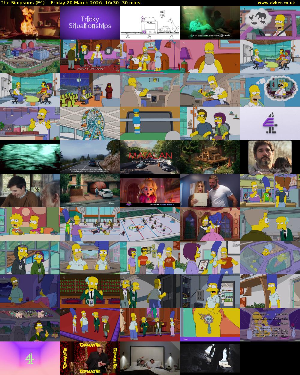 The Simpsons (E4) Friday 20 March 2026 16:30 - 17:00