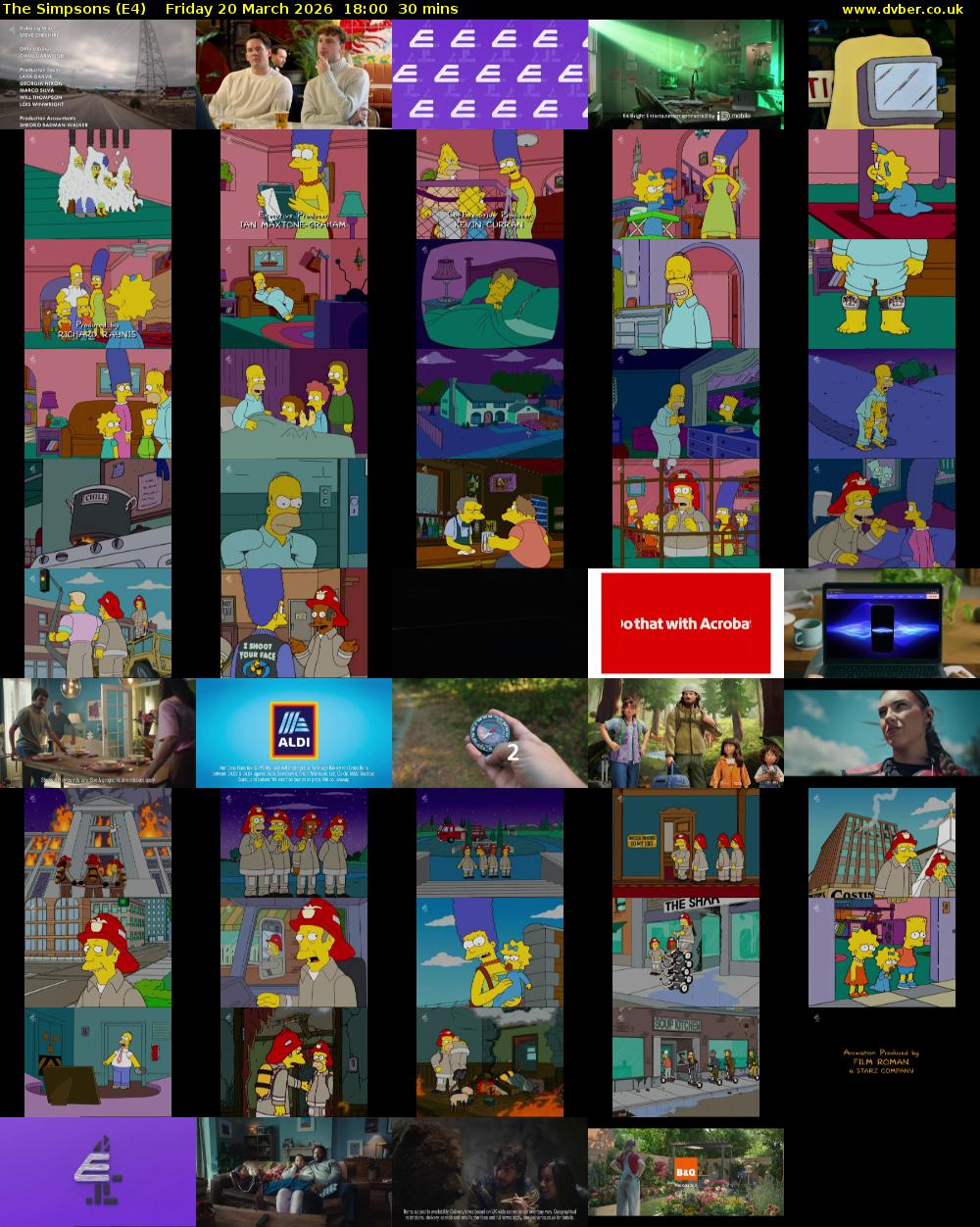 The Simpsons (E4) Friday 20 March 2026 18:00 - 18:30