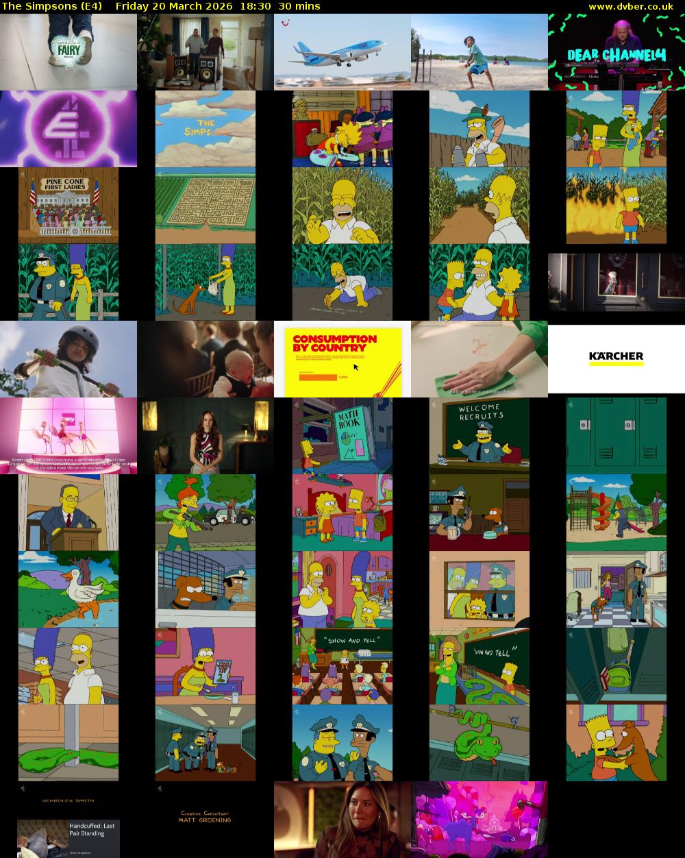The Simpsons (E4) Friday 20 March 2026 18:30 - 19:00