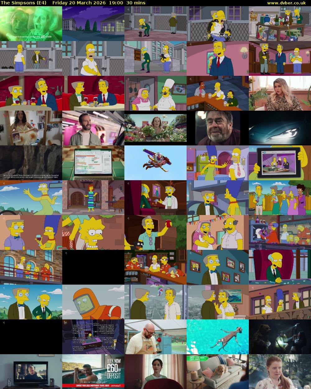 The Simpsons (E4) Friday 20 March 2026 19:00 - 19:30