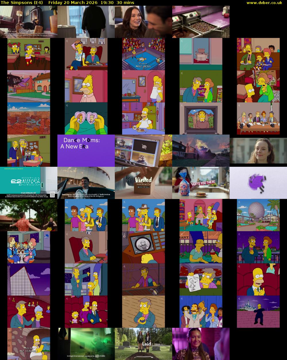 The Simpsons (E4) Friday 20 March 2026 19:30 - 20:00