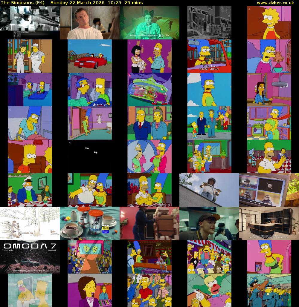 The Simpsons (E4) Sunday 22 March 2026 10:25 - 10:50