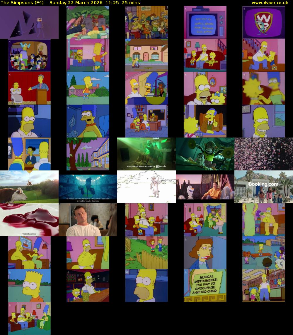 The Simpsons (E4) Sunday 22 March 2026 11:25 - 11:50