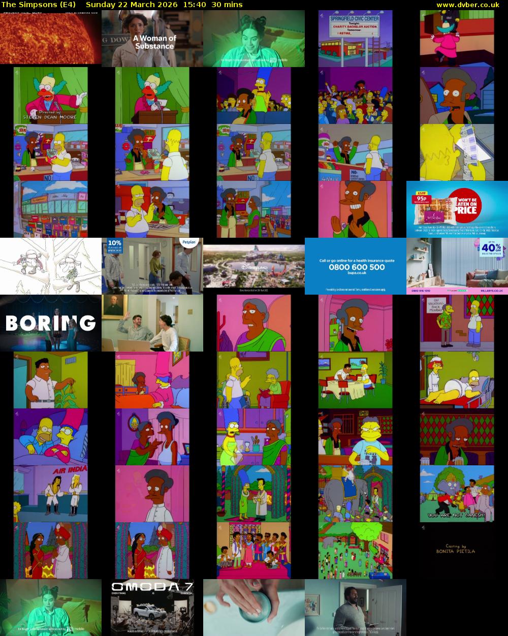 The Simpsons (E4) Sunday 22 March 2026 15:40 - 16:10