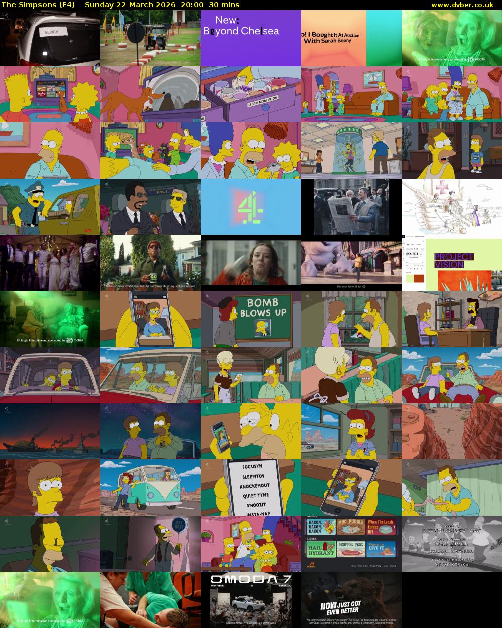 The Simpsons (E4) Sunday 22 March 2026 20:00 - 20:30