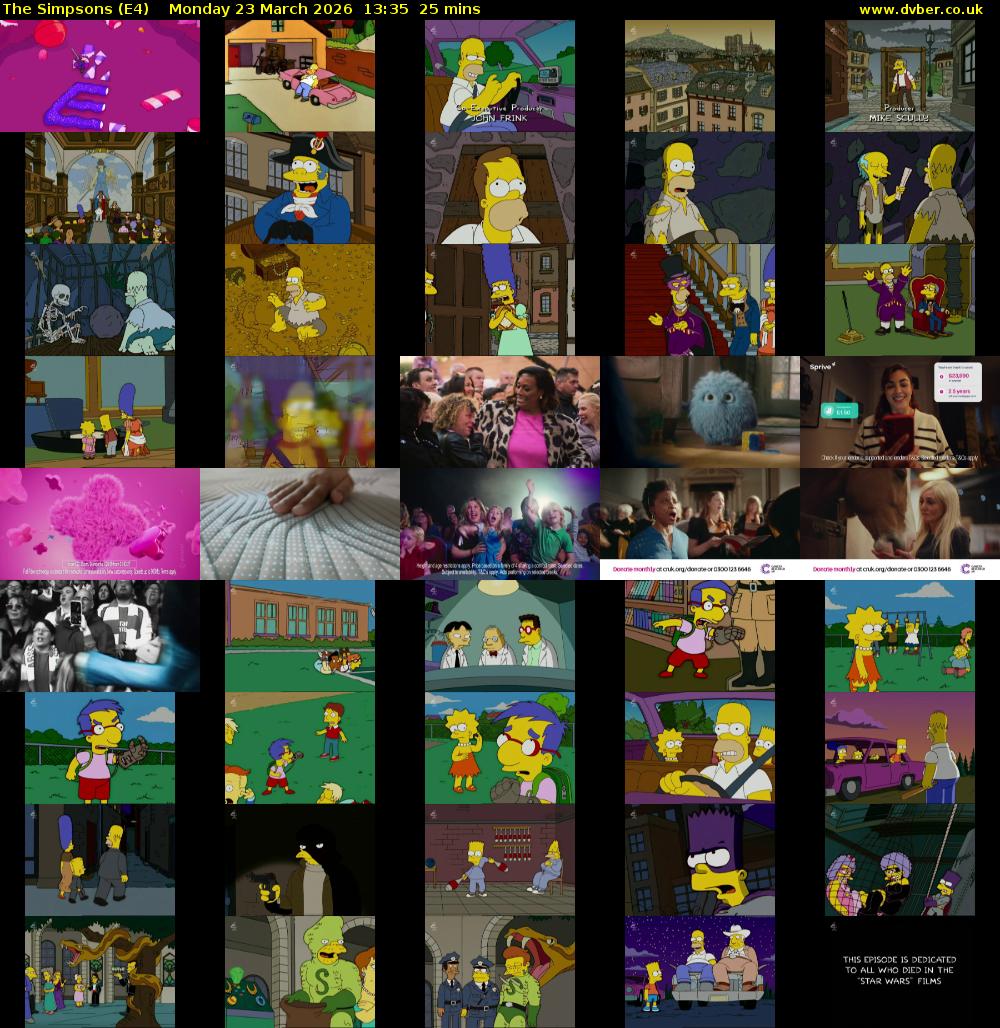 The Simpsons (E4) Monday 23 March 2026 13:35 - 14:00