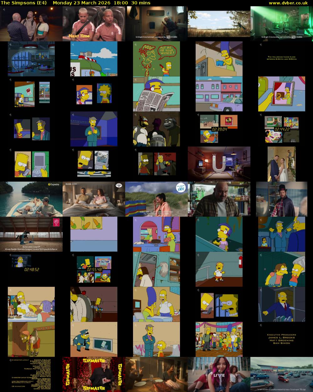 The Simpsons (E4) Monday 23 March 2026 18:00 - 18:30