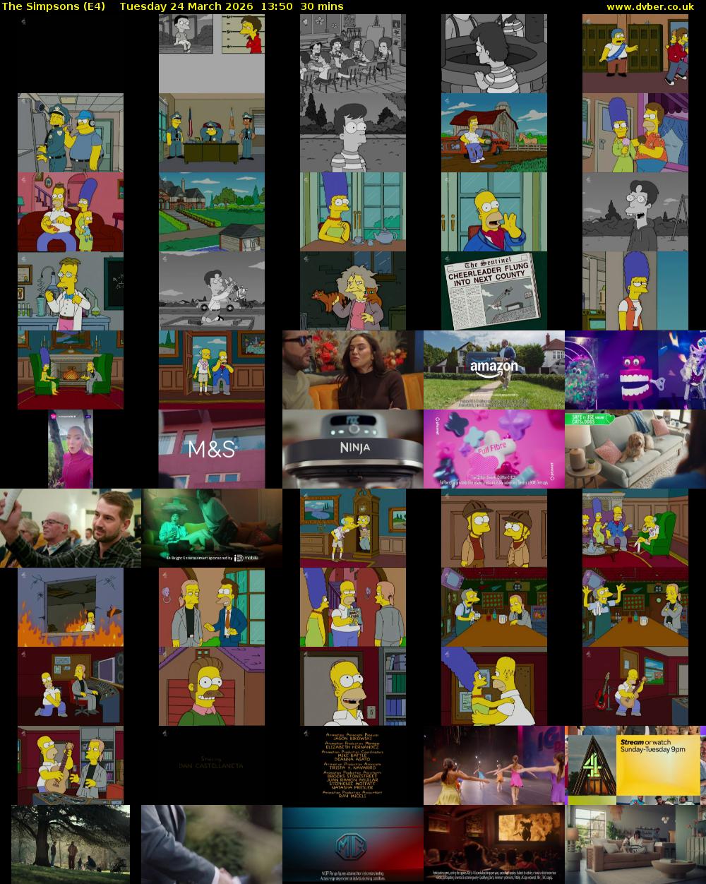 The Simpsons (E4) Tuesday 24 March 2026 13:50 - 14:20