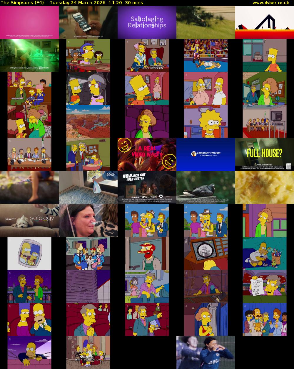 The Simpsons (E4) Tuesday 24 March 2026 14:20 - 14:50