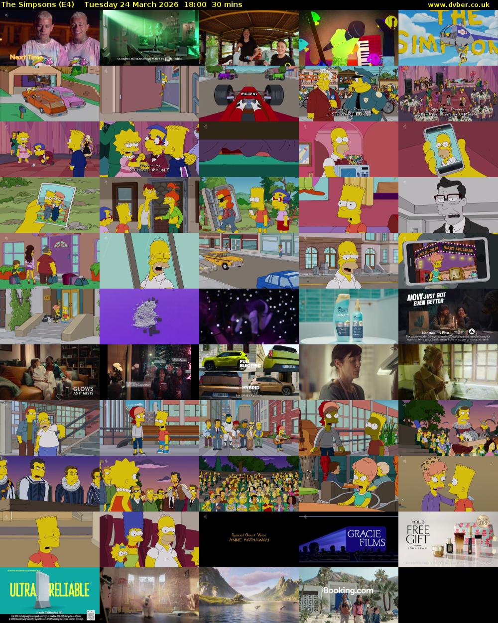 The Simpsons (E4) Tuesday 24 March 2026 18:00 - 18:30
