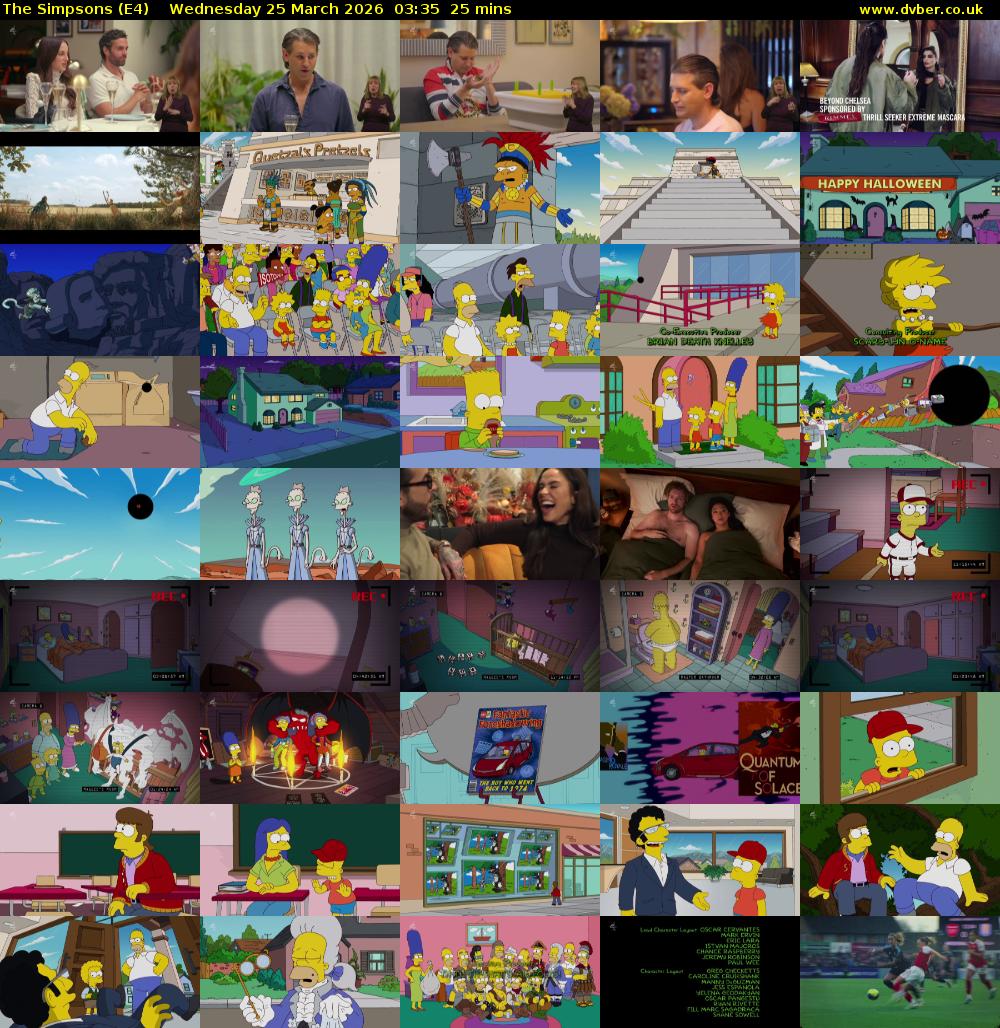 The Simpsons (E4) Wednesday 25 March 2026 03:35 - 04:00