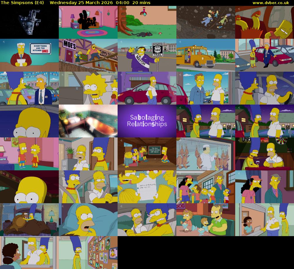 The Simpsons (E4) Wednesday 25 March 2026 04:00 - 04:20