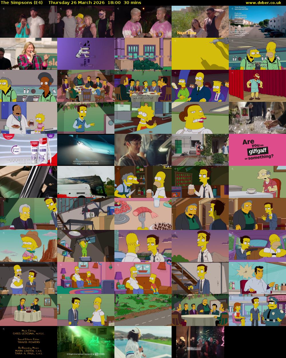 The Simpsons (E4) Thursday 26 March 2026 18:00 - 18:30