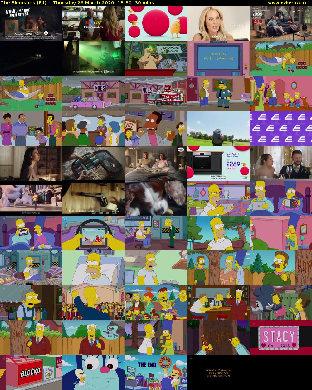 The Simpsons (E4) Thursday 26 March 2026 18:30 - 19:00