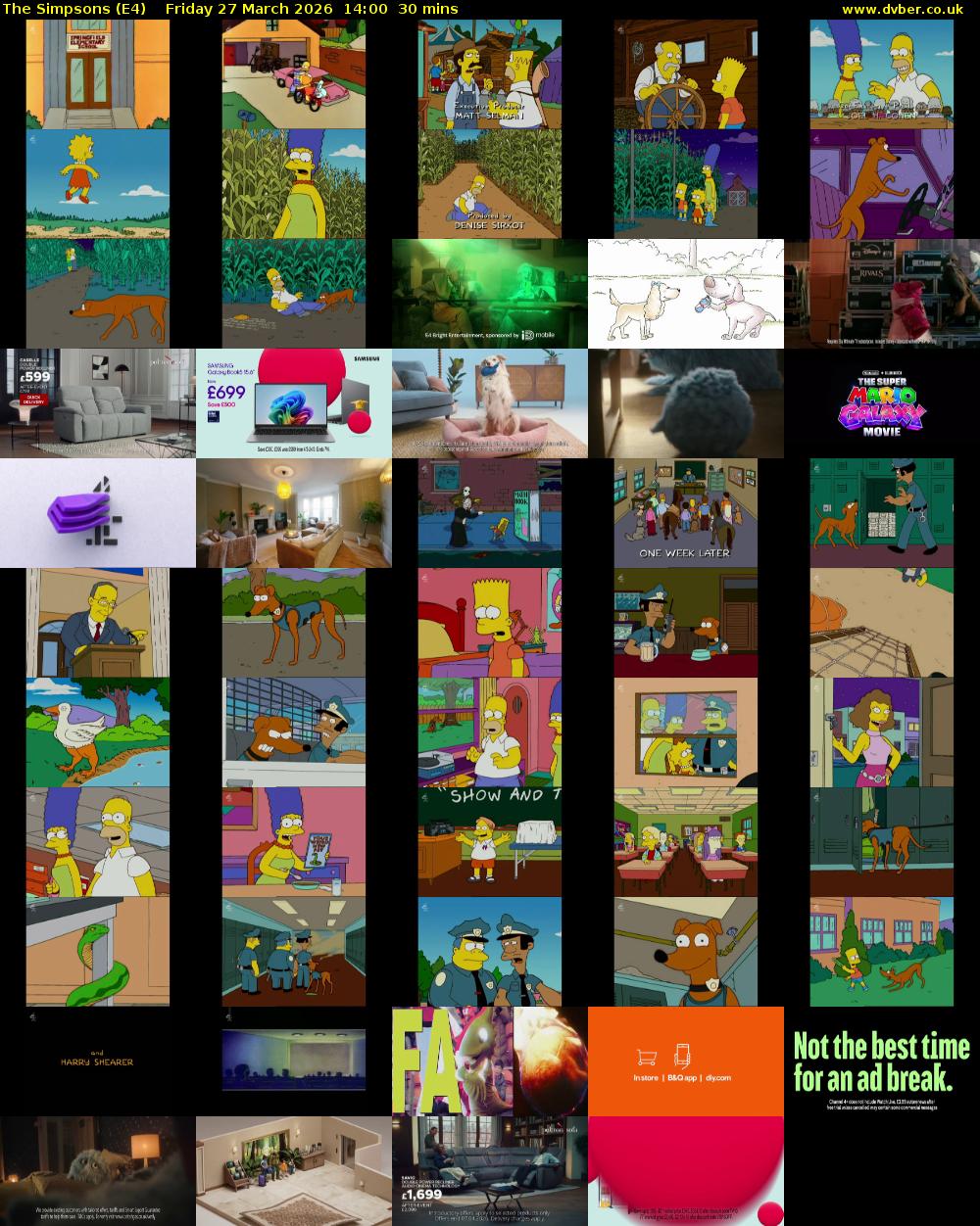 The Simpsons (E4) Friday 27 March 2026 14:00 - 14:30