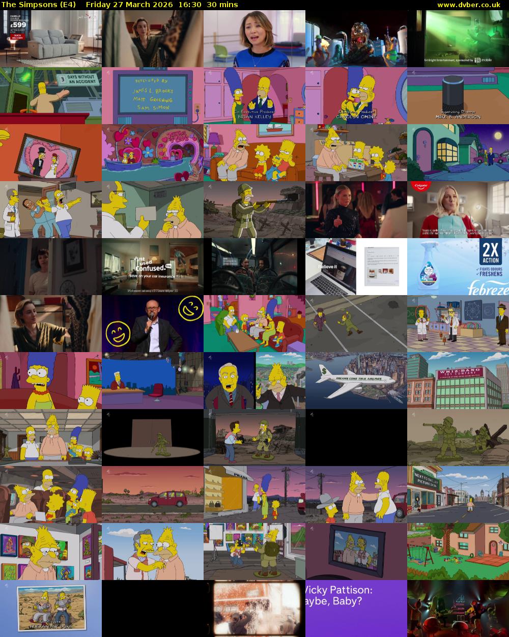 The Simpsons (E4) Friday 27 March 2026 16:30 - 17:00