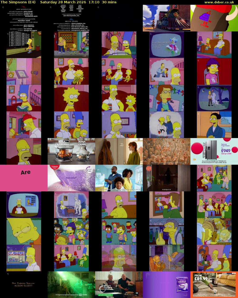 The Simpsons (E4) Saturday 28 March 2026 17:10 - 17:40