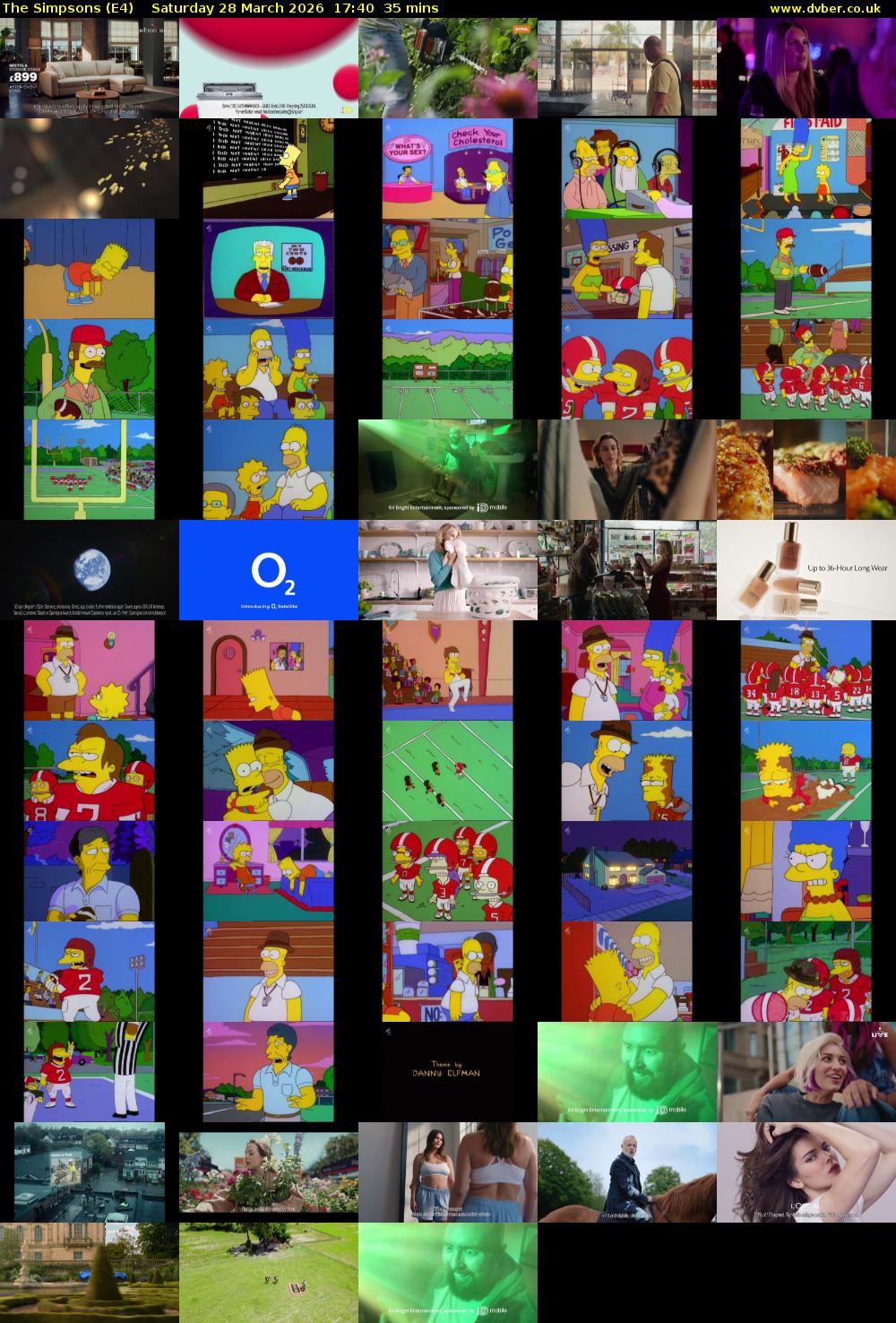 The Simpsons (E4) Saturday 28 March 2026 17:40 - 18:15