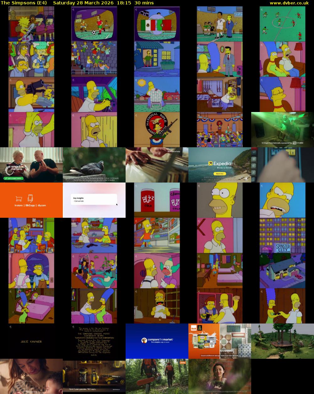 The Simpsons (E4) Saturday 28 March 2026 18:15 - 18:45