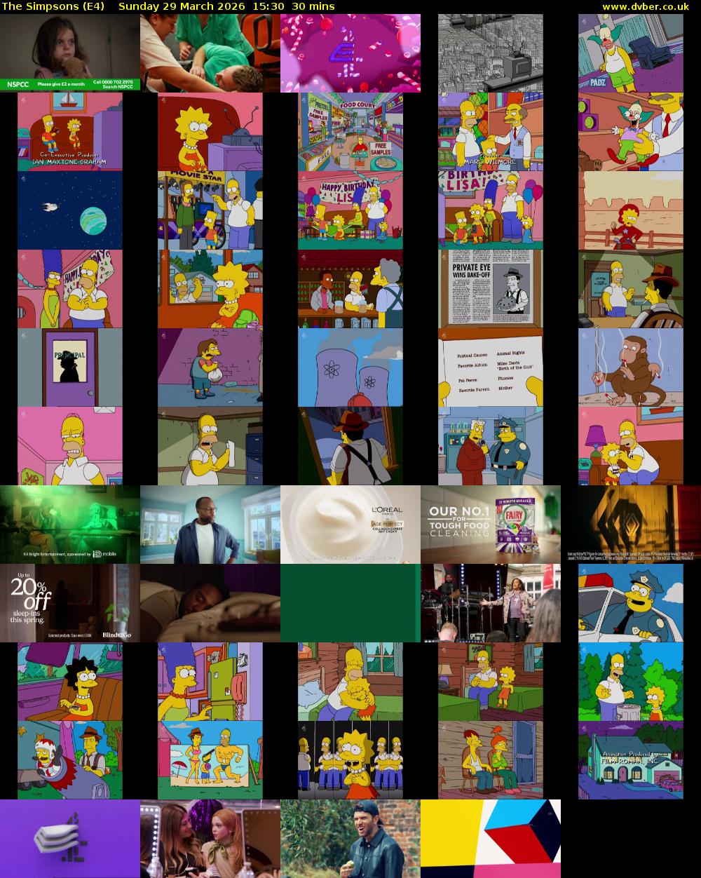 The Simpsons (E4) Sunday 29 March 2026 15:30 - 16:00