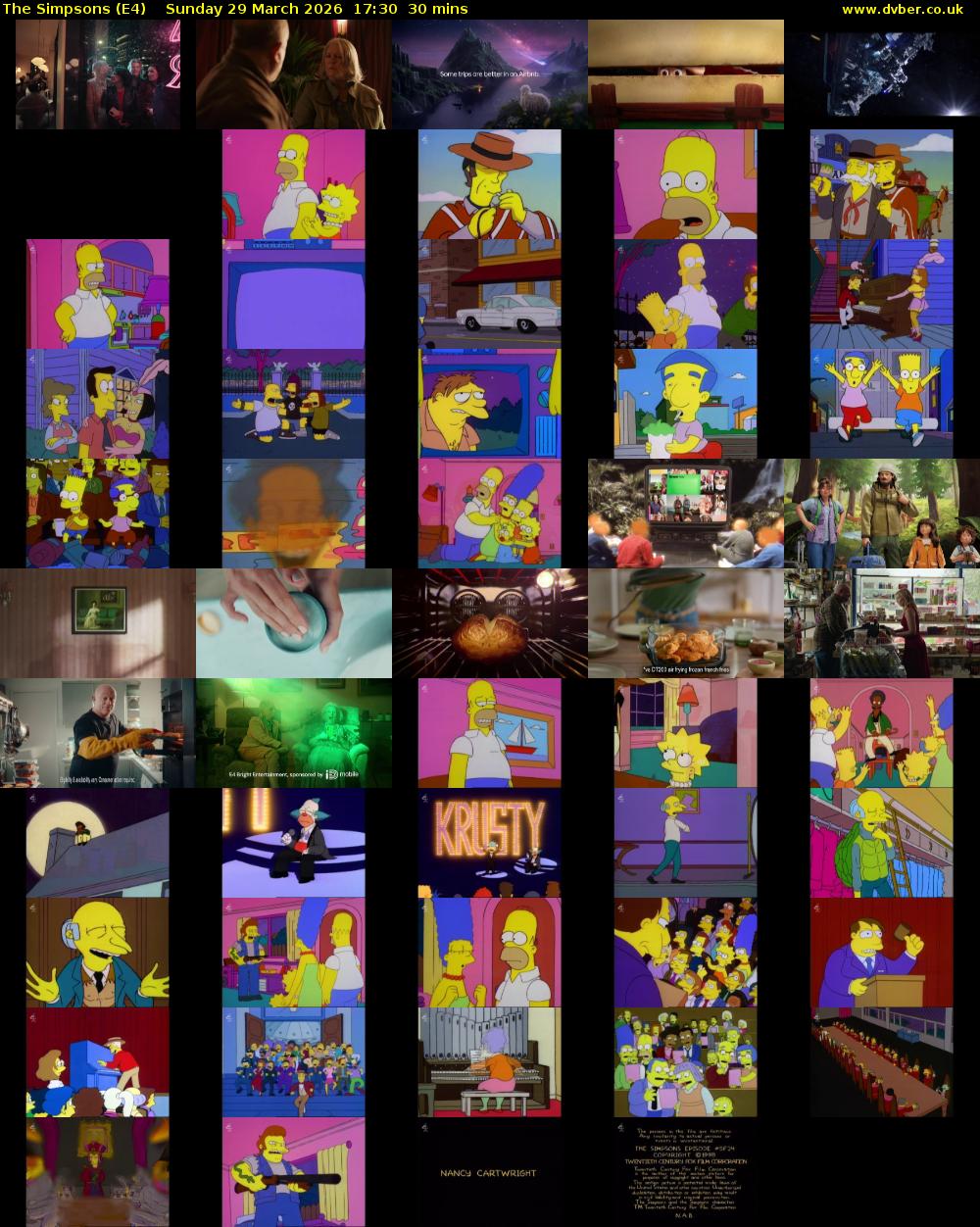 The Simpsons (E4) Sunday 29 March 2026 17:30 - 18:00