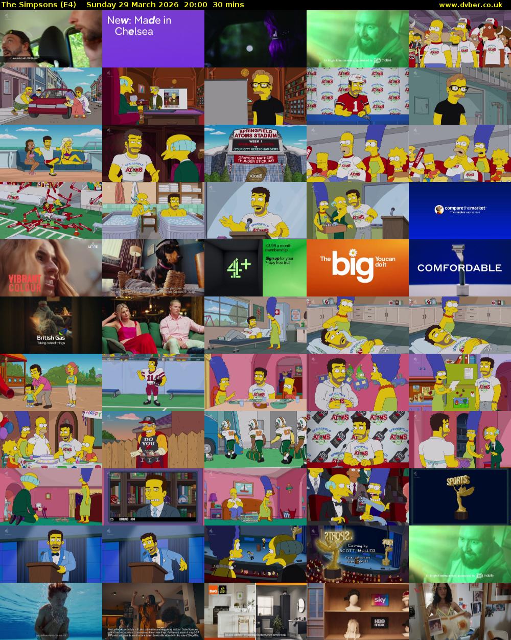 The Simpsons (E4) Sunday 29 March 2026 20:00 - 20:30