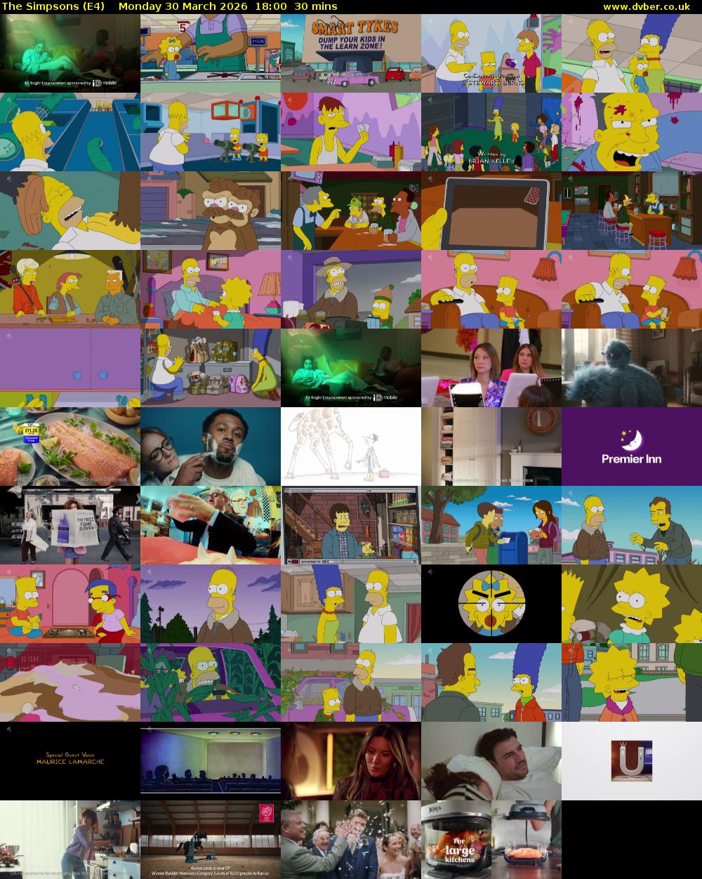 The Simpsons (E4) Monday 30 March 2026 18:00 - 18:30