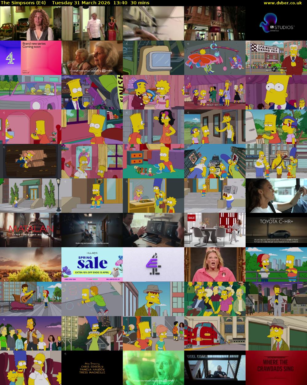 The Simpsons (E4) Tuesday 31 March 2026 13:40 - 14:10