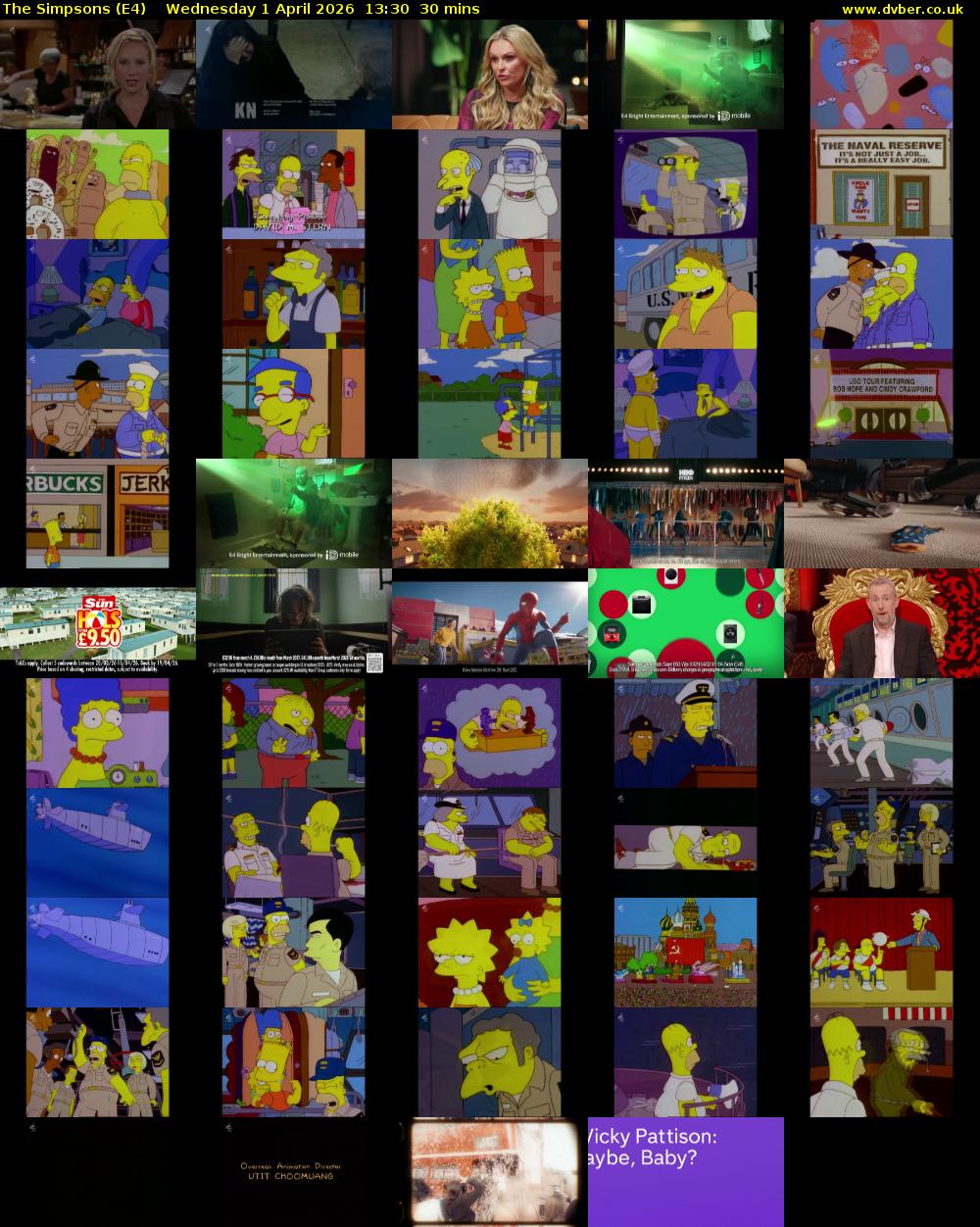 The Simpsons (E4) Wednesday 1 April 2026 13:30 - 14:00
