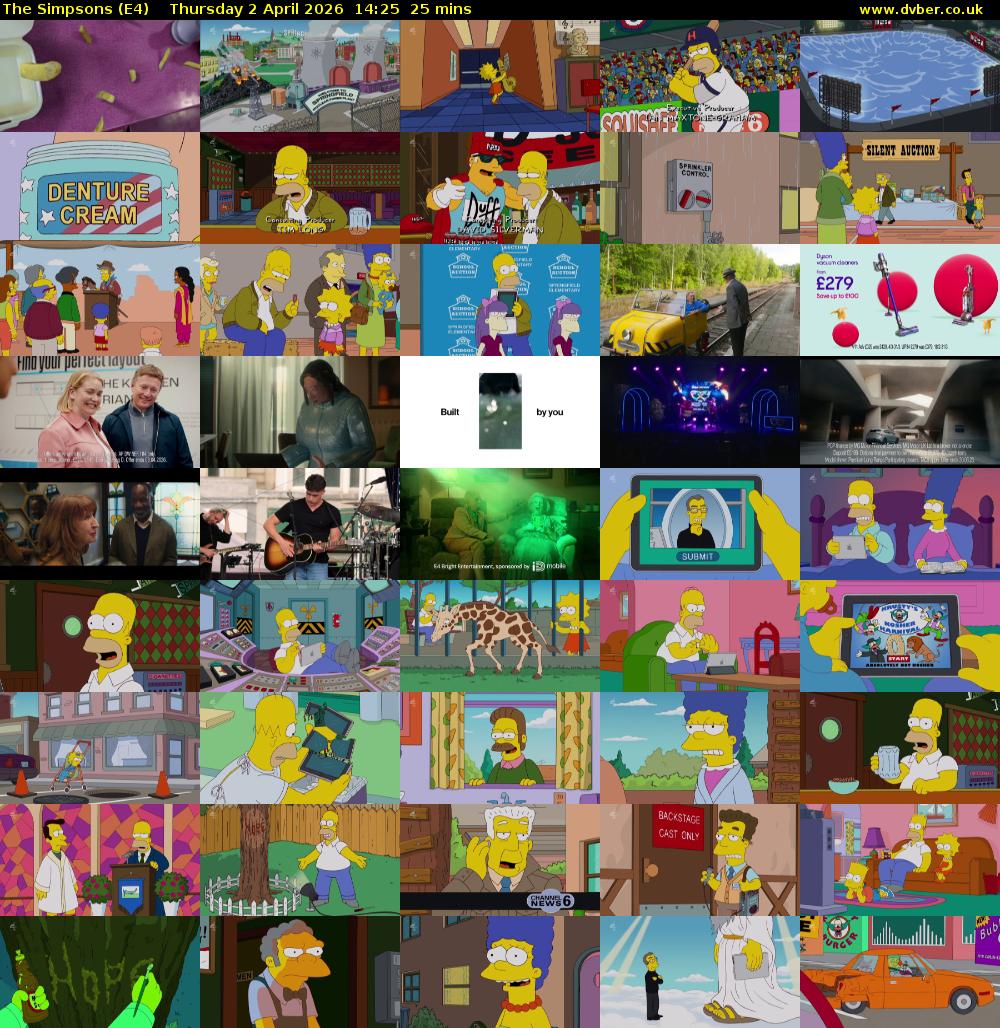 The Simpsons (E4) Thursday 2 April 2026 14:25 - 14:50