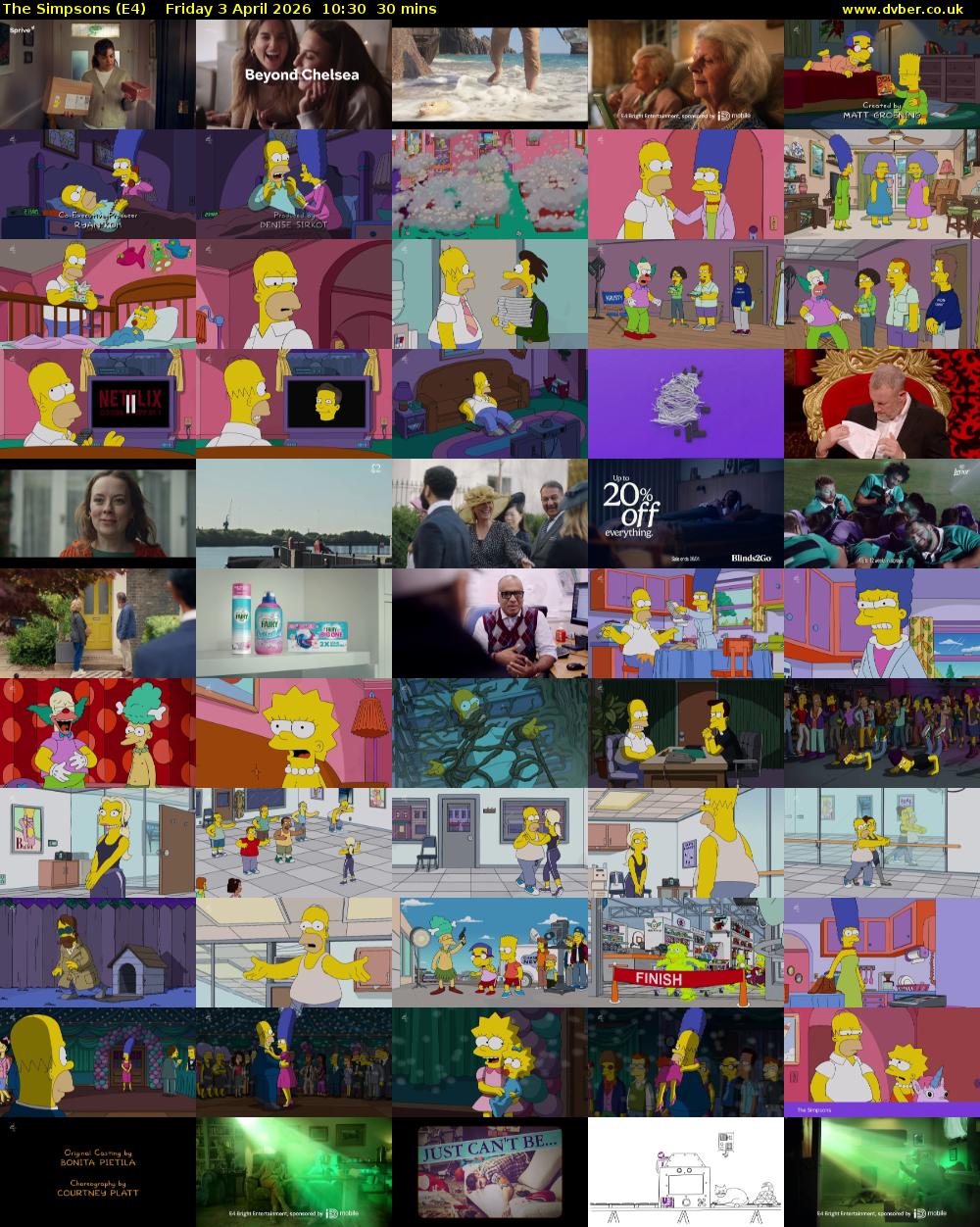 The Simpsons (E4) Friday 3 April 2026 10:30 - 11:00