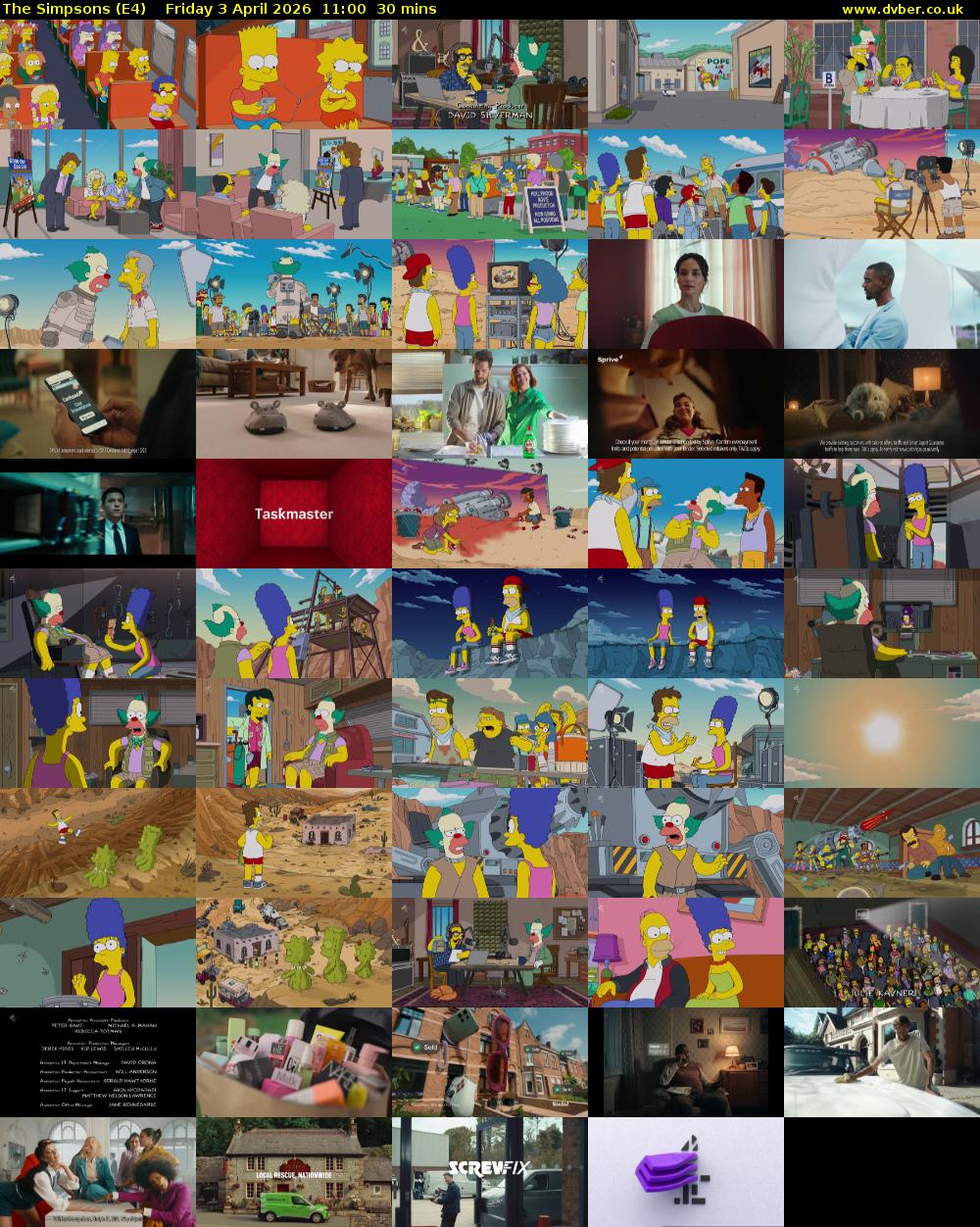 The Simpsons (E4) Friday 3 April 2026 11:00 - 11:30