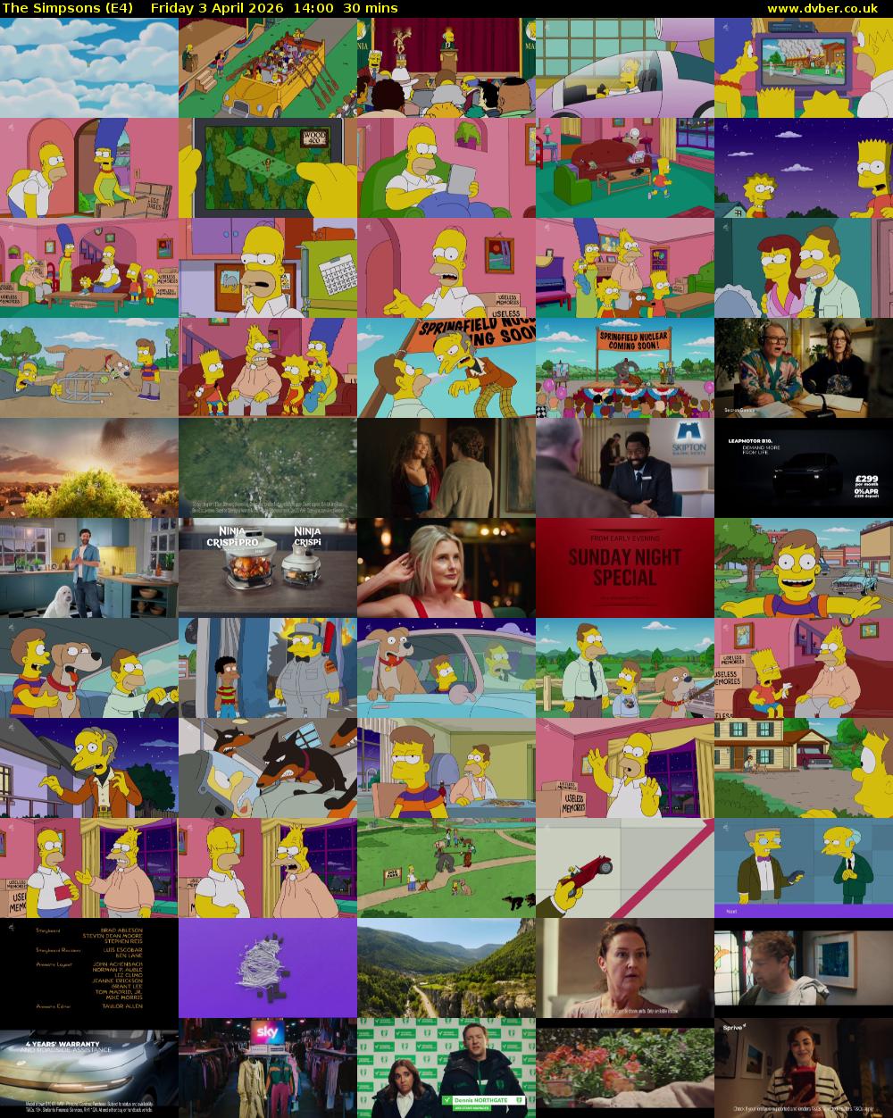 The Simpsons (E4) Friday 3 April 2026 14:00 - 14:30