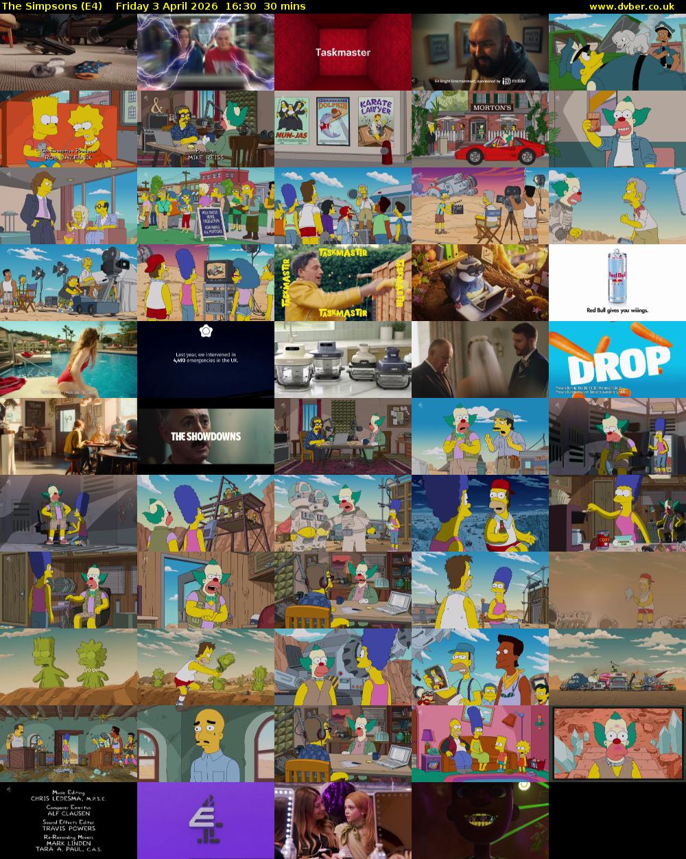 The Simpsons (E4) Friday 3 April 2026 16:30 - 17:00