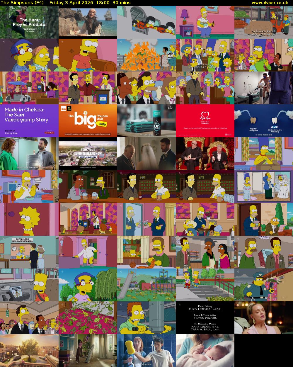 The Simpsons (E4) Friday 3 April 2026 18:00 - 18:30