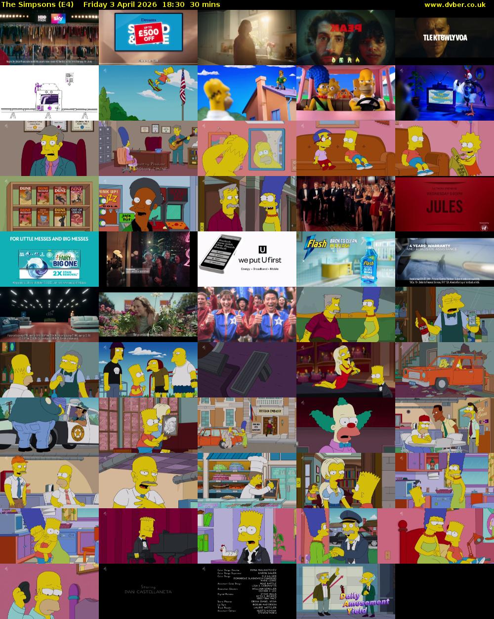 The Simpsons (E4) Friday 3 April 2026 18:30 - 19:00