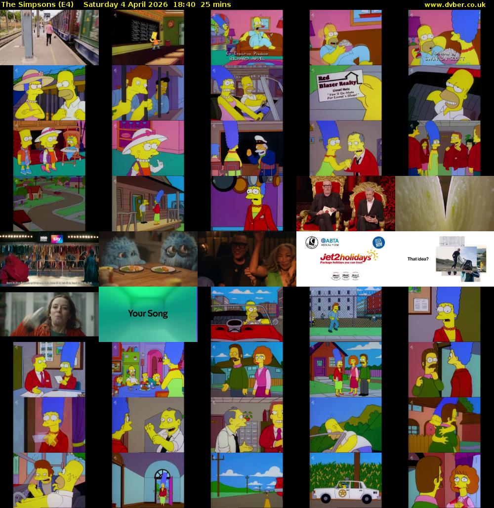 The Simpsons (E4) Saturday 4 April 2026 18:40 - 19:05